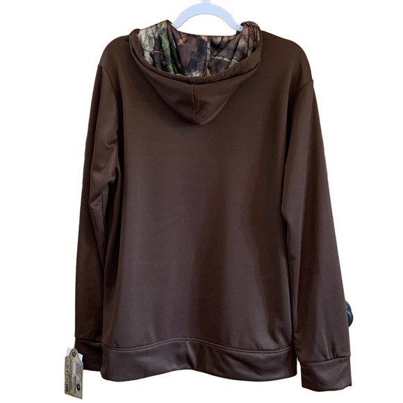 NWT, Mossy Oak Men's Large Long Sleeve Hoodie Kangaroo Hand Warmer Pocket, Brown - Picture 2 of 12